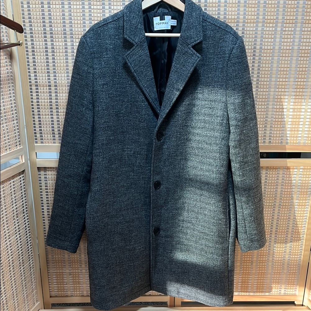 Topman Gray Trench Coat Classic Tailored Design